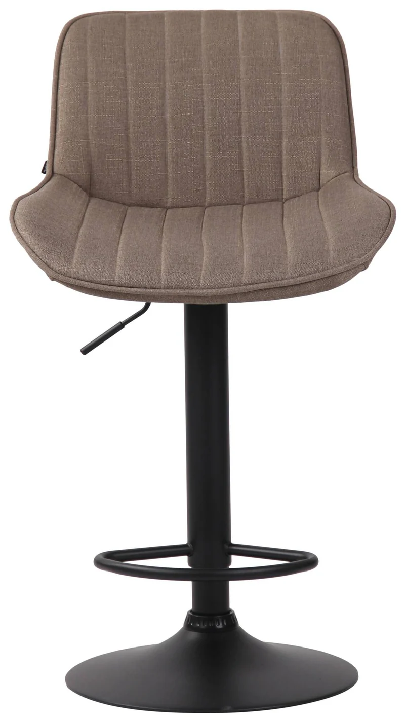 Lot de 2 tabourets de bar chaises haute en tissu taupe coutures verticales support en métal noir 10_0006665