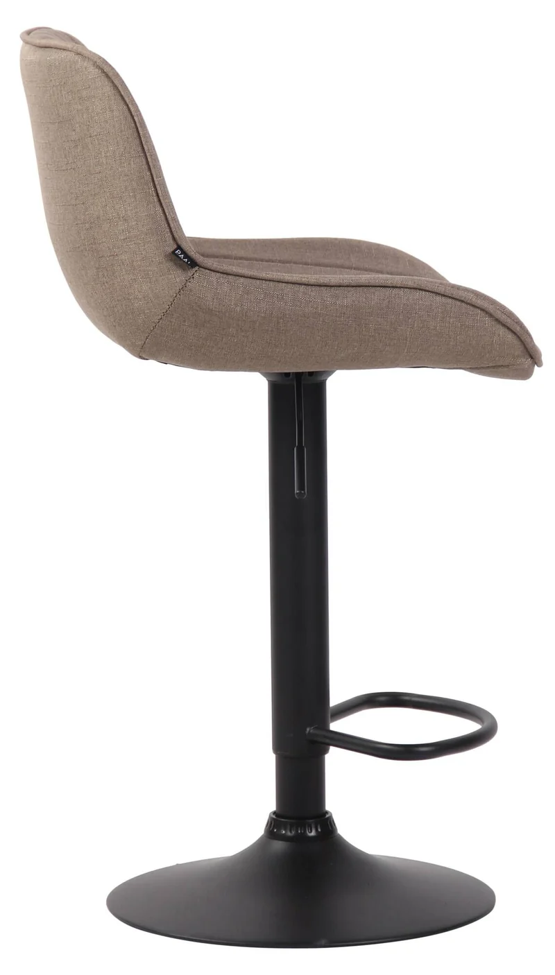 Lot de 2 tabourets de bar chaises haute en tissu taupe coutures verticales support en métal noir 10_0006665