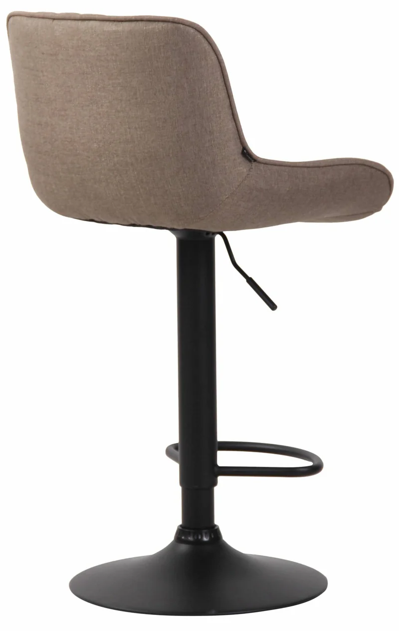 Lot de 2 tabourets de bar chaises haute en tissu taupe coutures verticales support en métal noir 10_0006665