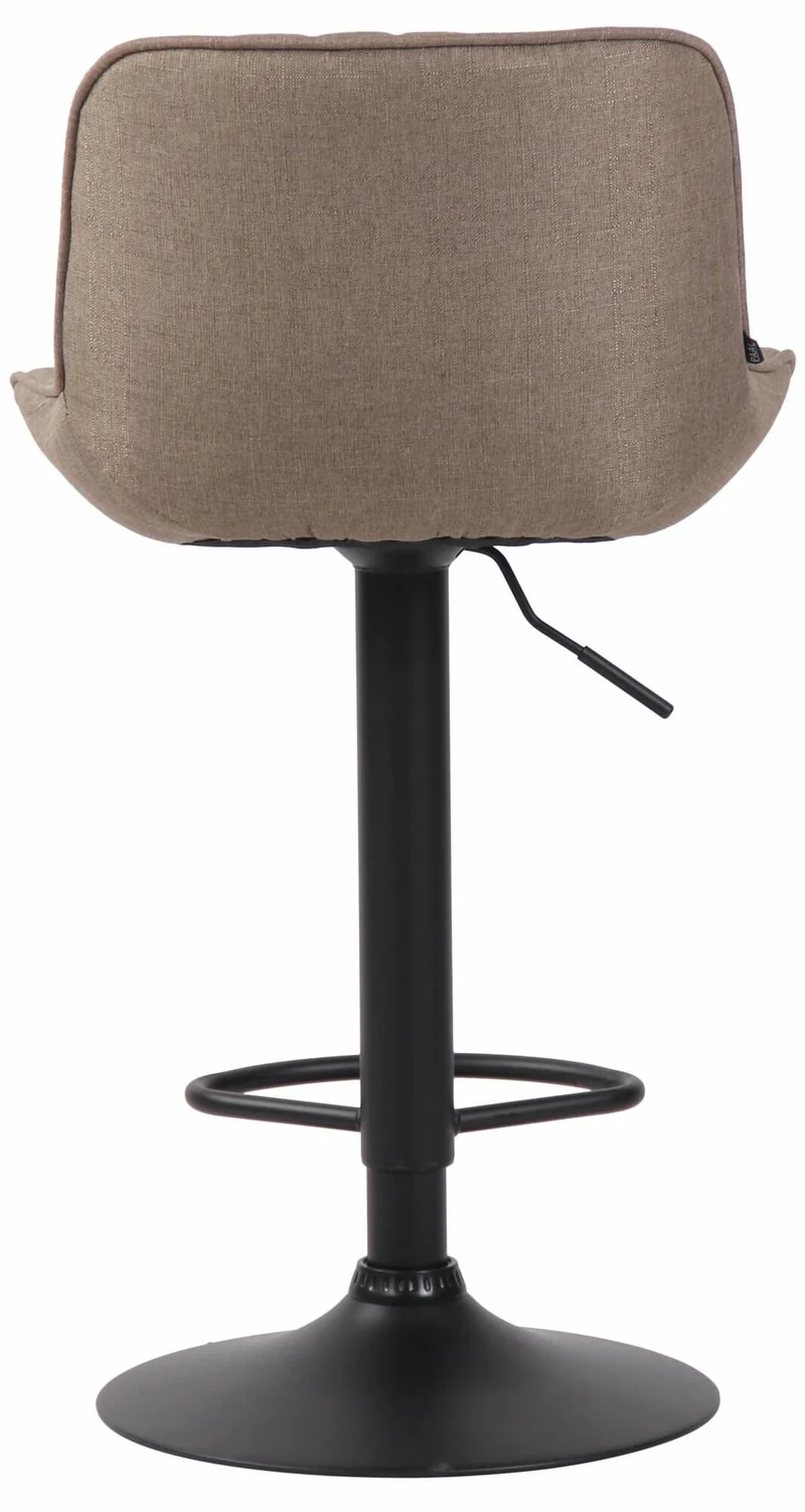 Lot de 2 tabourets de bar chaises haute en tissu taupe coutures verticales support en métal noir 10_0006665