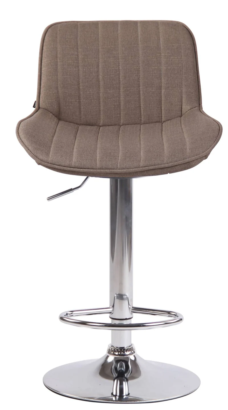 Lot de 2 tabourets de bar chaises haute en tissu taupe coutures verticales support en métal chromé 10_0006664