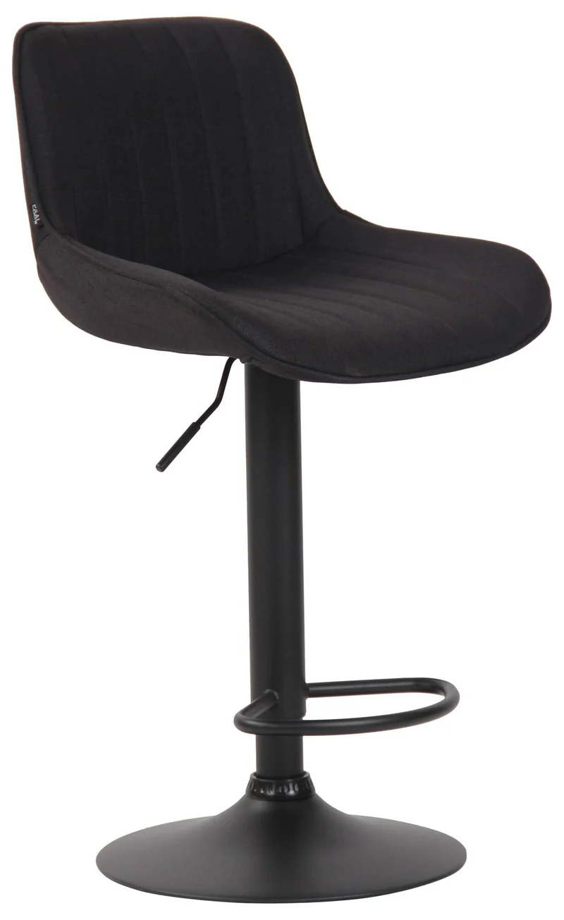 Lot de 2 tabourets de bar chaises haute en tissu noir coutures verticales support en métal noir 10_0006244