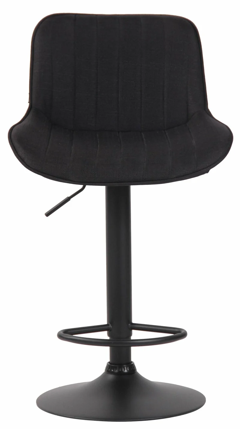Lot de 2 tabourets de bar chaises haute en tissu noir coutures verticales support en métal noir 10_0006244