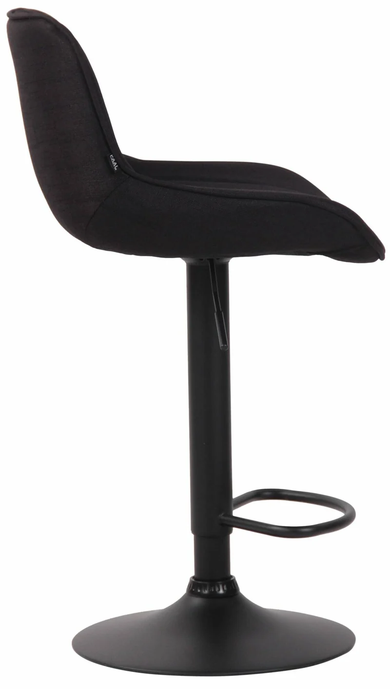 Lot de 2 tabourets de bar chaises haute en tissu noir coutures verticales support en métal noir 10_0006244