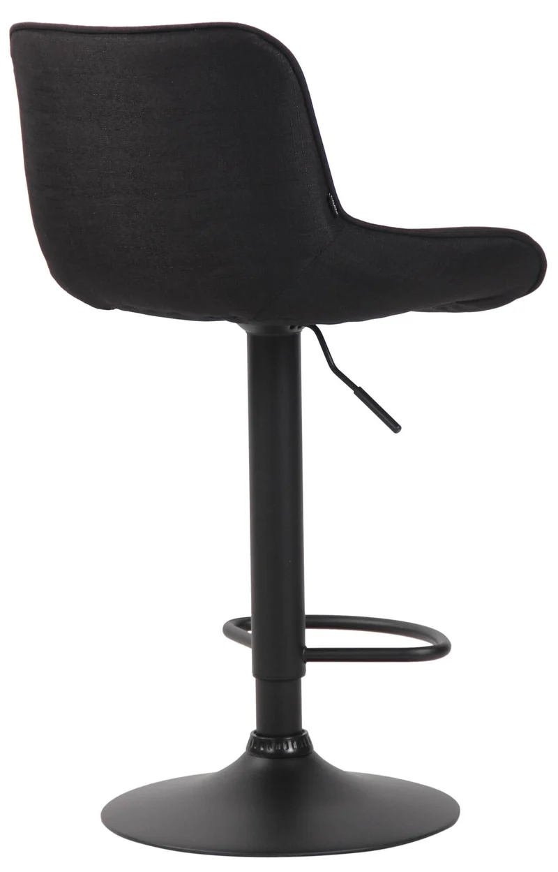 Lot de 2 tabourets de bar chaises haute en tissu noir coutures verticales support en métal noir 10_0006244