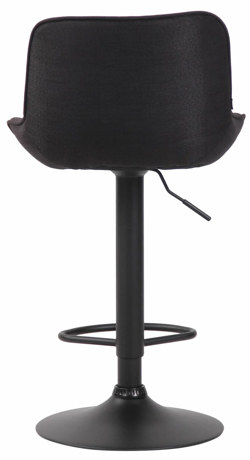 Lot de 2 tabourets de bar chaises haute en tissu noir coutures verticales support en métal noir 10_0006244