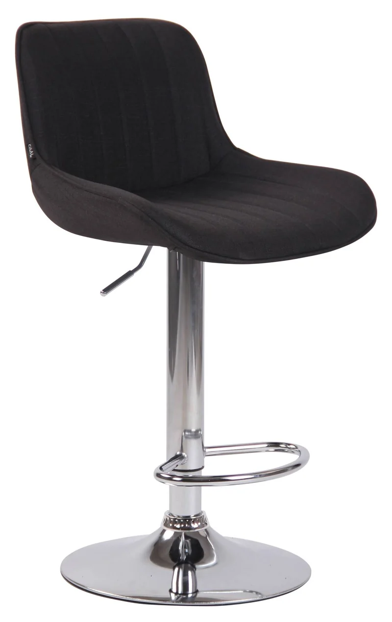 Lot de 2 tabourets de bar chaises haute en tissu noir coutures verticales support en métal chromé 10_0006243