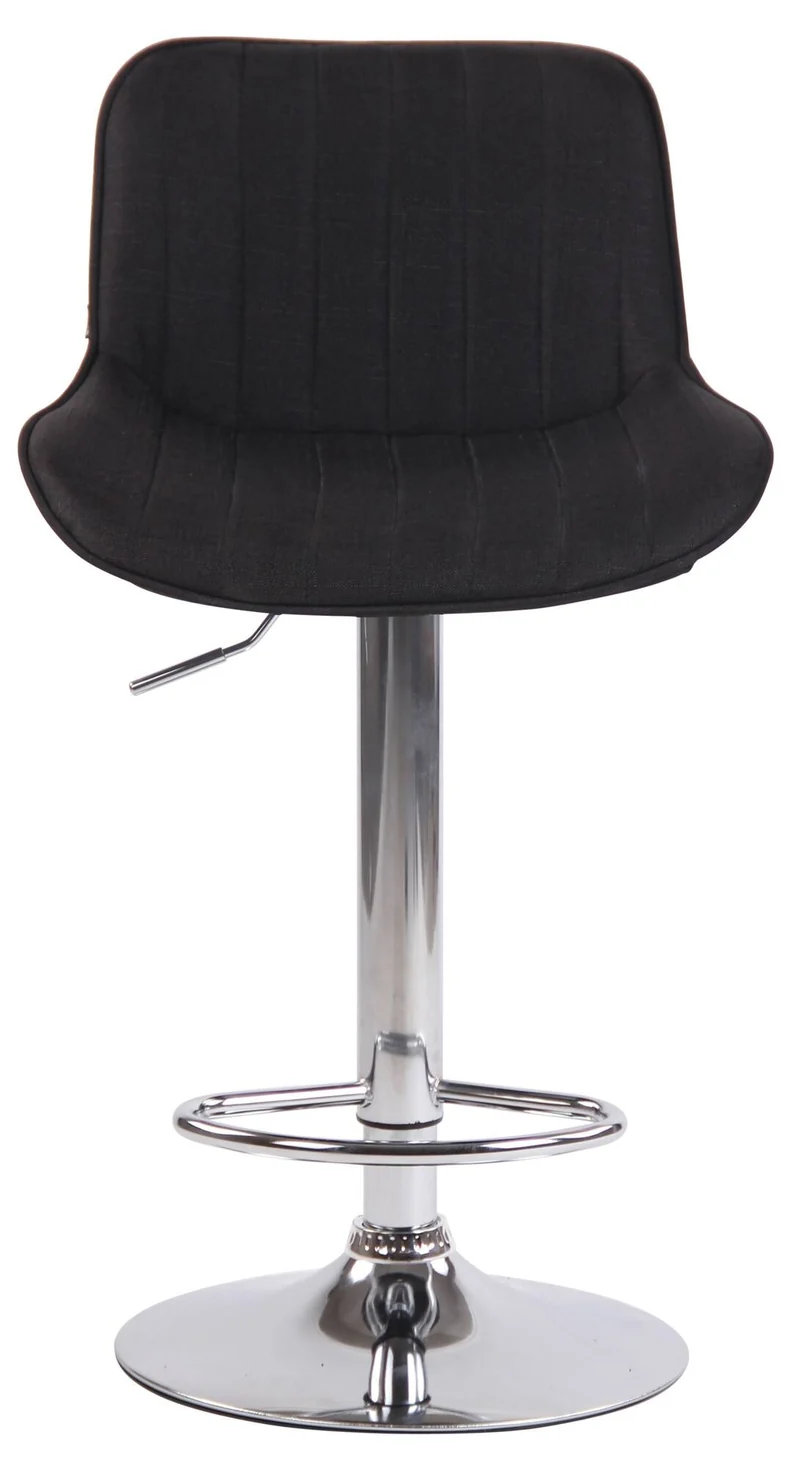 Lot de 2 tabourets de bar chaises haute en tissu noir coutures verticales support en métal chromé 10_0006243