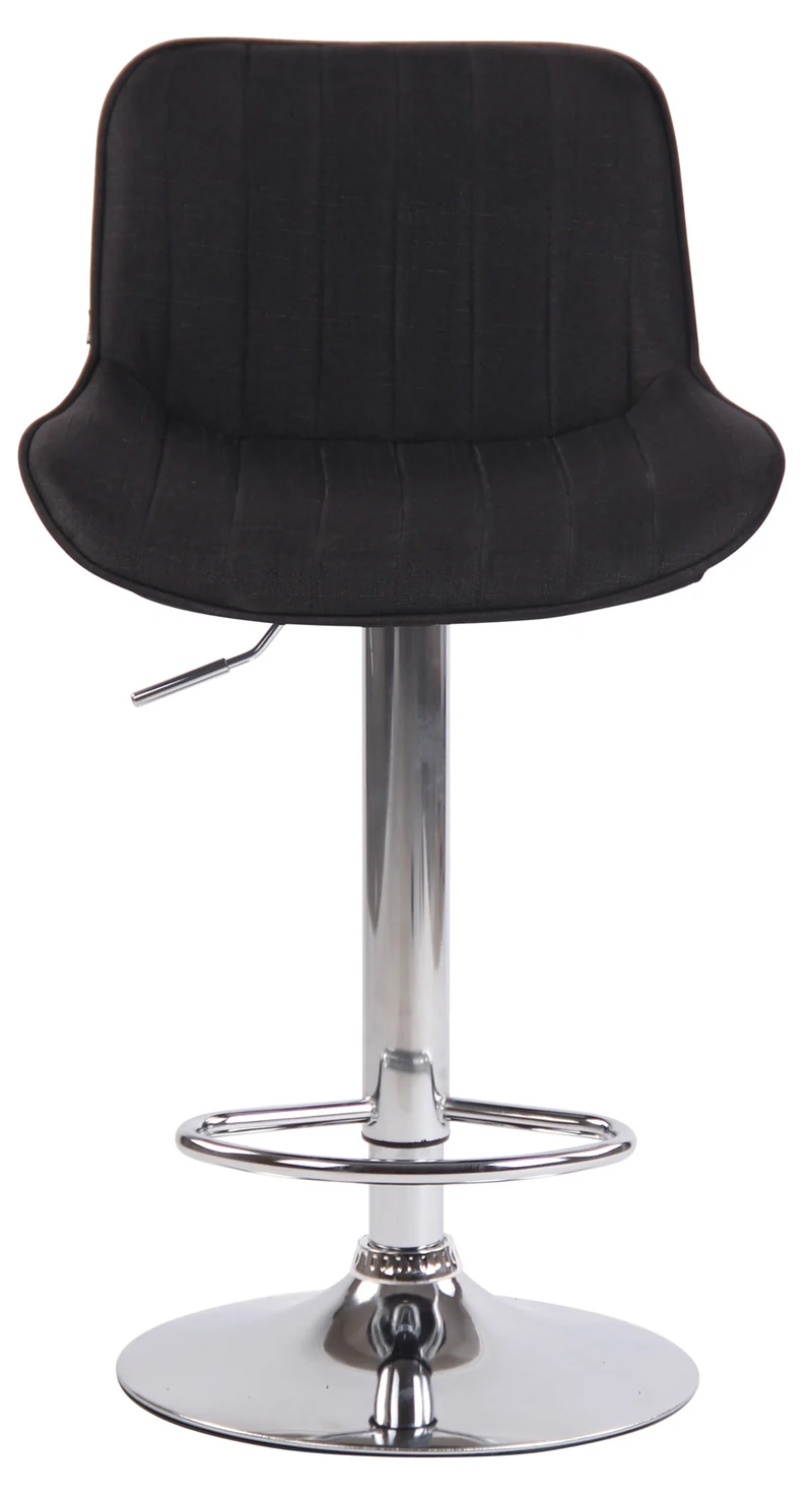 Tabouret de bar chaise haute x1 en tissu noir coutures verticales support en métal chromé 10_0005881