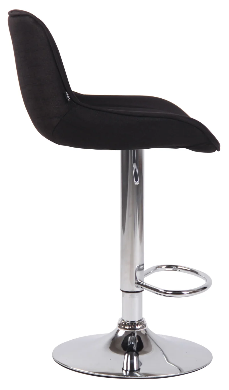 Tabouret de bar chaise haute x1 en tissu noir coutures verticales support en métal chromé 10_0005881