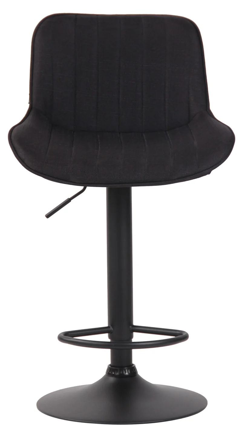 Tabouret de bar chaise haute x1 en tissu noir coutures verticales support en métal noir 10_0005880
