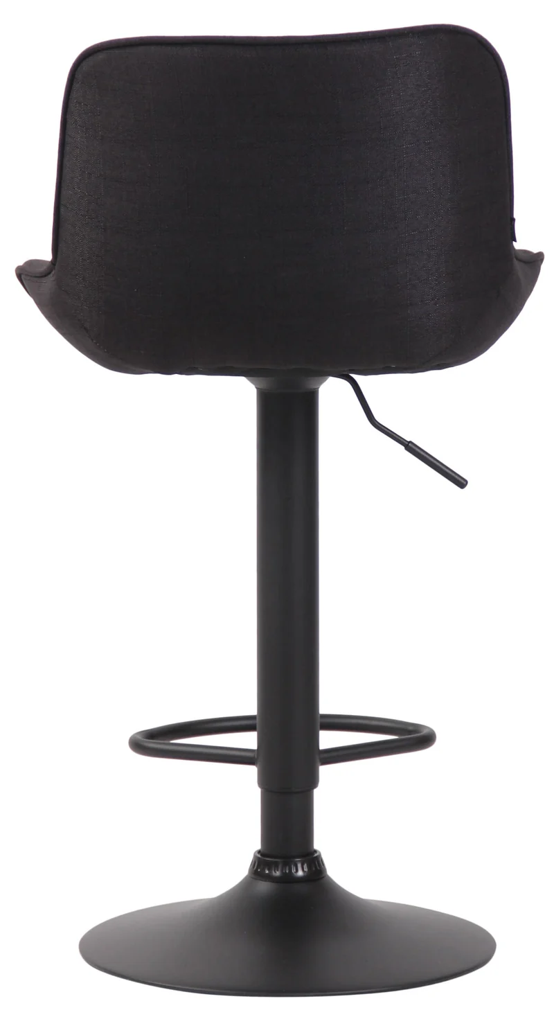 Tabouret de bar chaise haute x1 en tissu noir coutures verticales support en métal noir 10_0005880