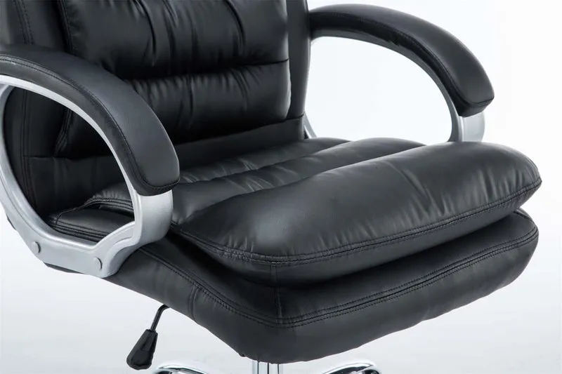 Fauteuil de bureau sur roulettes mécanisme de bascule intégré charge maximale 235 kg en similicuir noir cadre métal 10_0006946