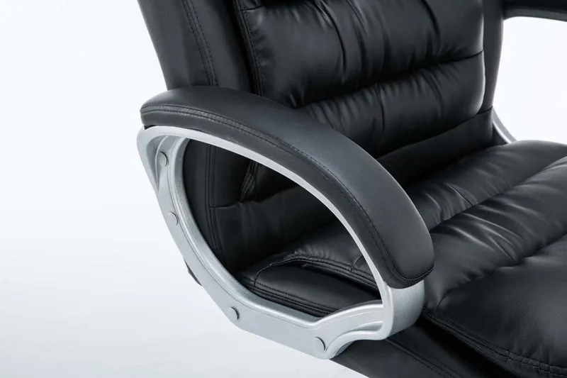 Fauteuil de bureau sur roulettes mécanisme de bascule intégré charge maximale 235 kg en similicuir noir cadre métal 10_0006946