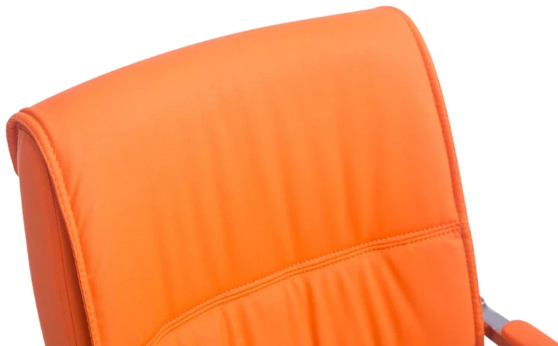 Lot de 2 fauteuils de bureau sans roulettes XXL jusqu'à 260 kg en PVC orange et métal chromé 10_0007023