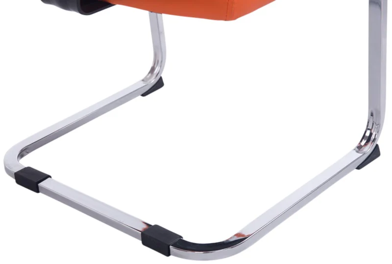 Lot de 2 fauteuils de bureau sans roulettes XXL jusqu'à 260 kg en PVC orange et métal chromé 10_0007023