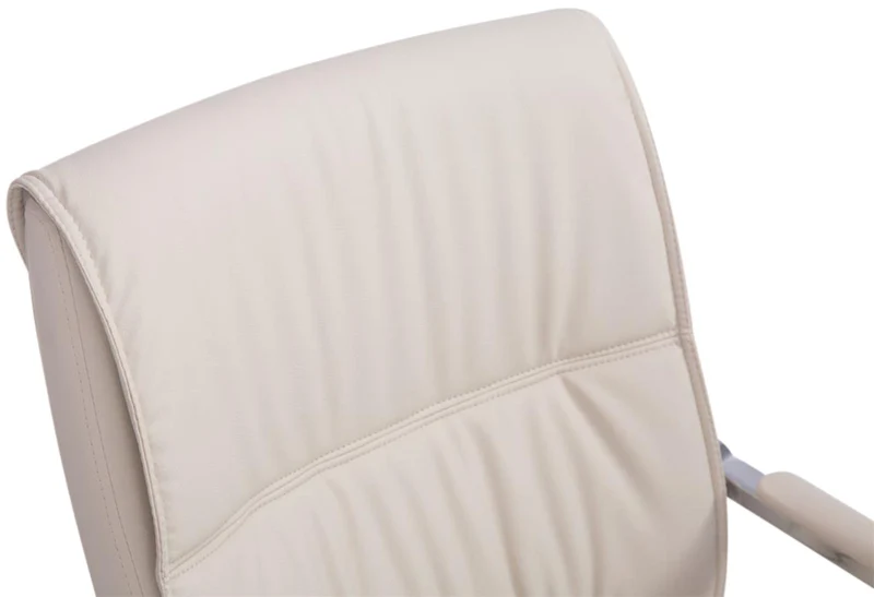 Lot de 2 fauteuils de bureau sans roulettes XXL jusqu'à 260 kg en PVC crème et métal chromé 10_0007016