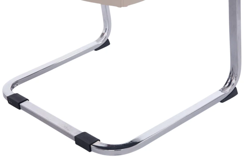 Lot de 2 fauteuils de bureau sans roulettes XXL jusqu'à 260 kg en PVC crème et métal chromé 10_0007016