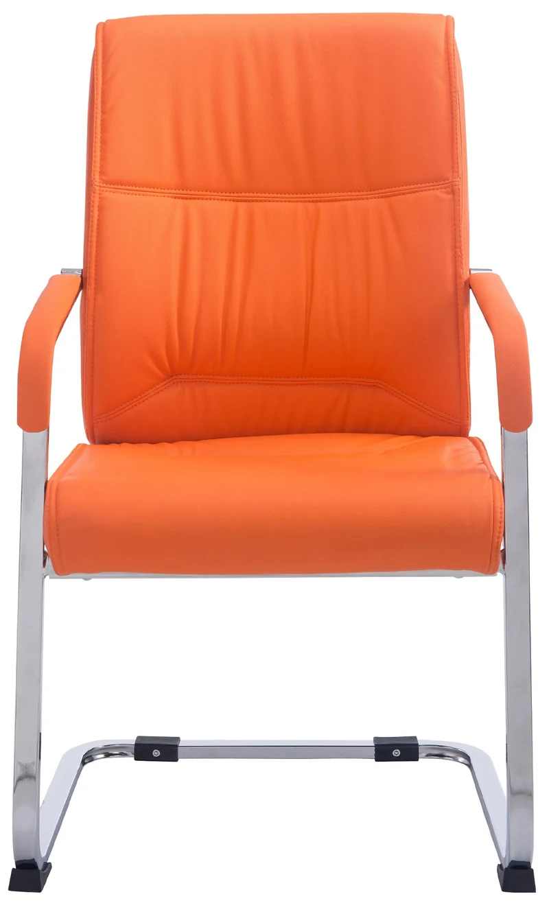 Fauteuil de bureau sans roulettes chaise visiteur sans roulettes jusqu'à 260kg en PVC orange 10_0006963