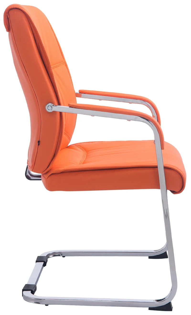 Fauteuil de bureau sans roulettes chaise visiteur sans roulettes jusqu'à 260kg en PVC orange 10_0006963