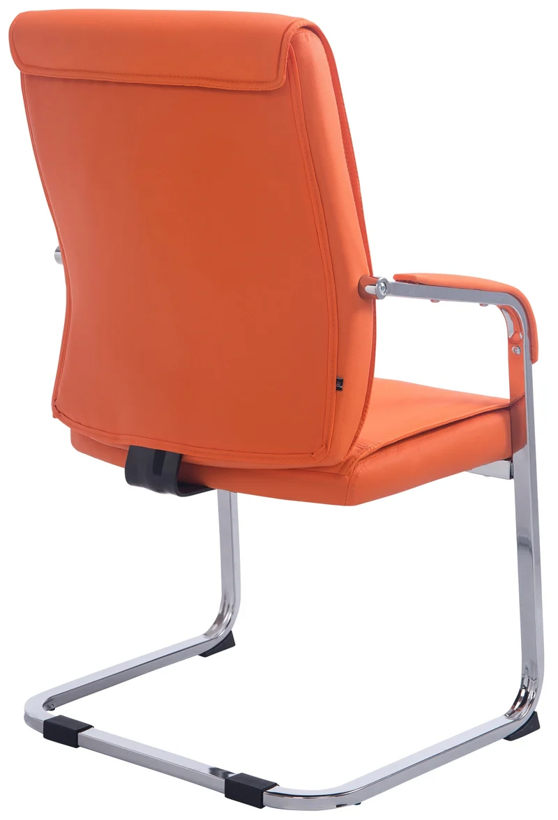 Fauteuil de bureau sans roulettes chaise visiteur sans roulettes jusqu'à 260kg en PVC orange 10_0006963