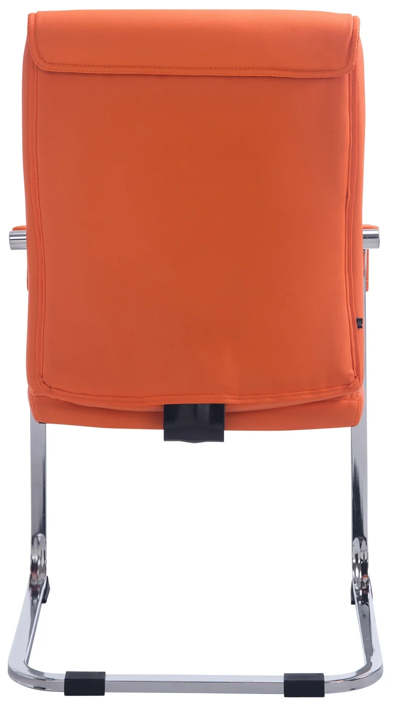 Fauteuil de bureau sans roulettes chaise visiteur sans roulettes jusqu'à 260kg en PVC orange 10_0006963