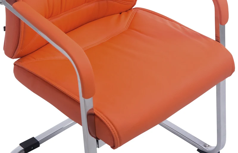 Fauteuil de bureau sans roulettes chaise visiteur sans roulettes jusqu'à 260kg en PVC orange 10_0006963