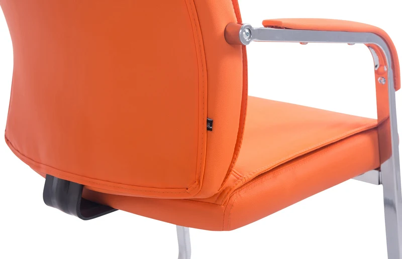 Fauteuil de bureau sans roulettes chaise visiteur sans roulettes jusqu'à 260kg en PVC orange 10_0006963