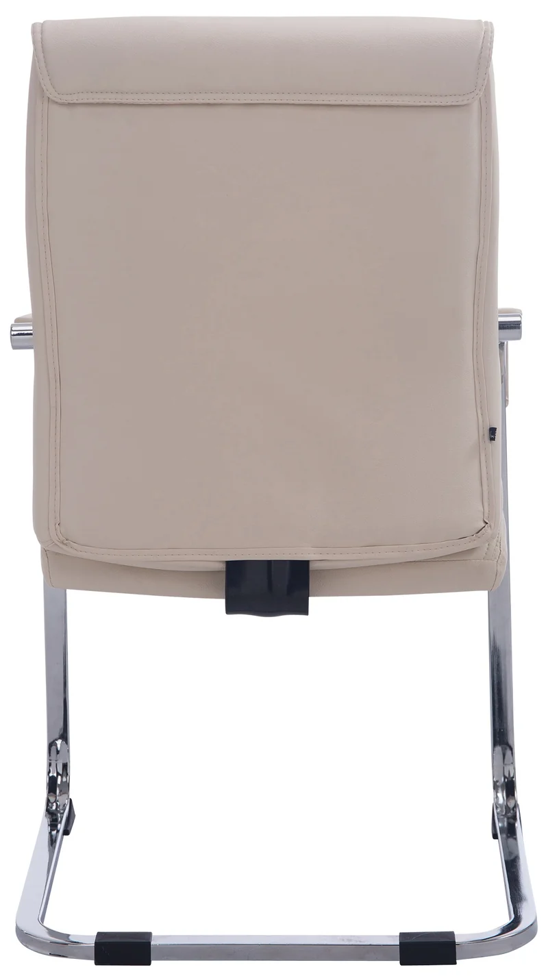 Fauteuil de bureau sans roulettes chaise visiteur sans roulettes jusqu'à 260kg en PVC crème 10_0006953