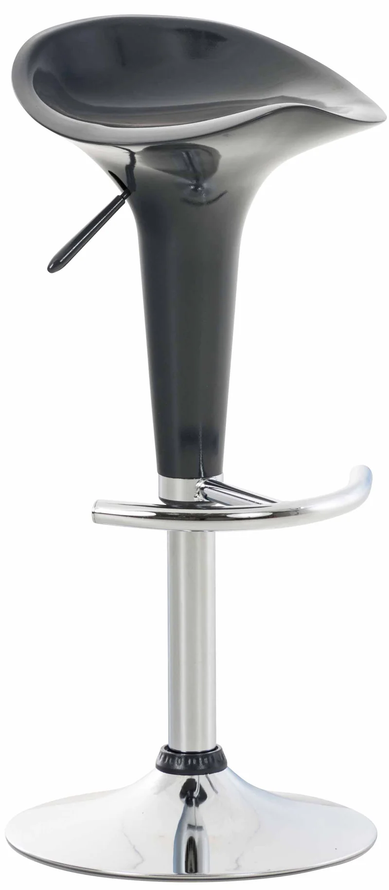 Tabouret de bar x1 avec repose-pieds assise pivotante en plastique gris et métal chromé 10_0005370
