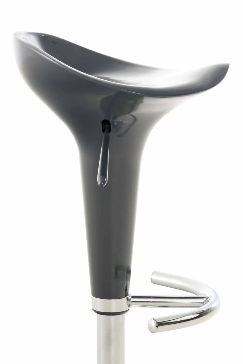 Tabouret de bar x1 avec repose-pieds assise pivotante en plastique gris et métal chromé 10_0005370