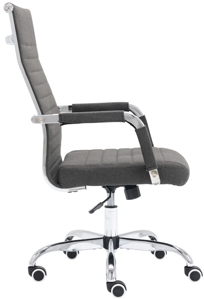 Fauteuil de bureau sur roulettes confortable hauteur réglable en tissu gris cadre métal chromé BUR10577