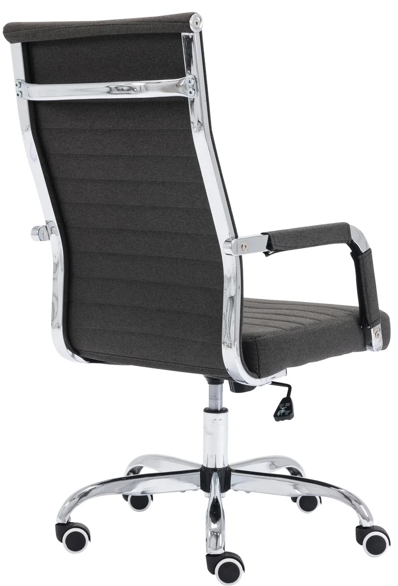 Fauteuil de bureau sur roulettes confortable hauteur réglable en tissu gris cadre métal chromé BUR10577