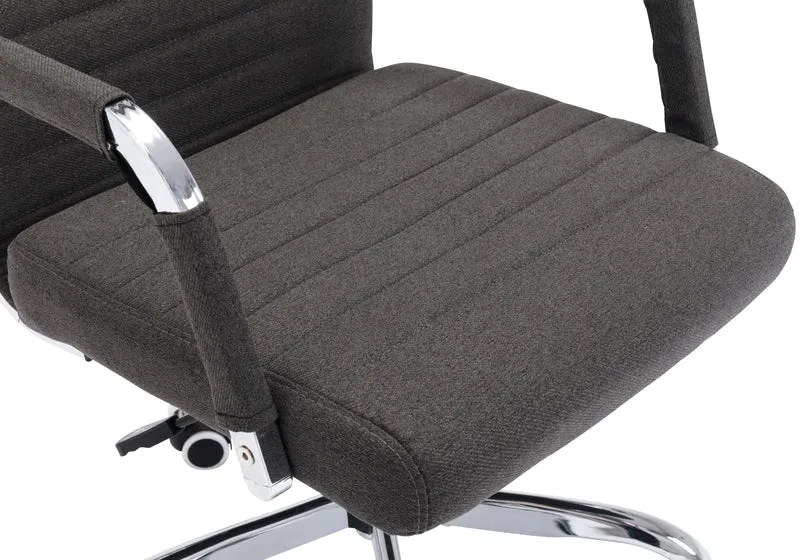 Fauteuil de bureau sur roulettes confortable hauteur réglable en tissu gris cadre métal chromé BUR10577