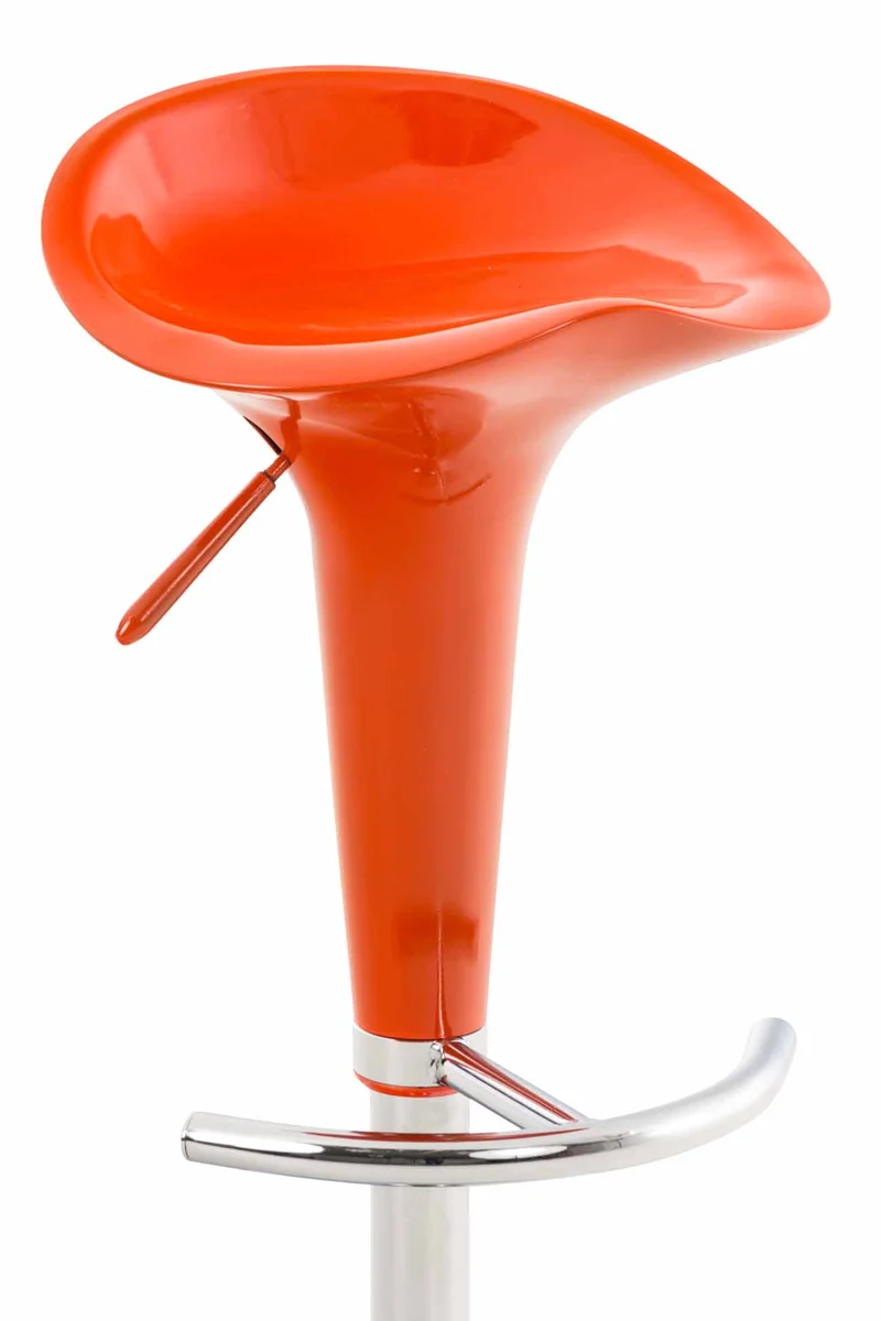 Tabouret de bar x1 avec repose-pieds assise pivotante en plastique orange et métal chromé 10_0005371