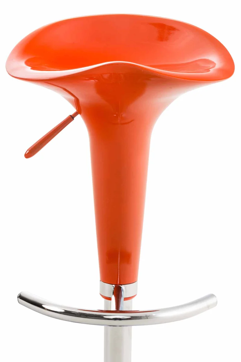 Tabouret de bar x1 avec repose-pieds assise pivotante en plastique orange et métal chromé 10_0005371
