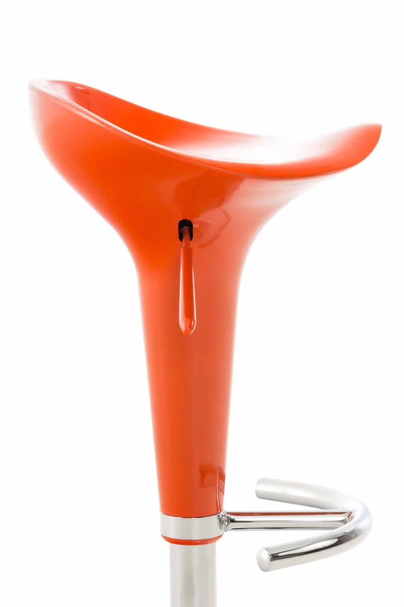 Tabouret de bar x1 avec repose-pieds assise pivotante en plastique orange et métal chromé 10_0005371