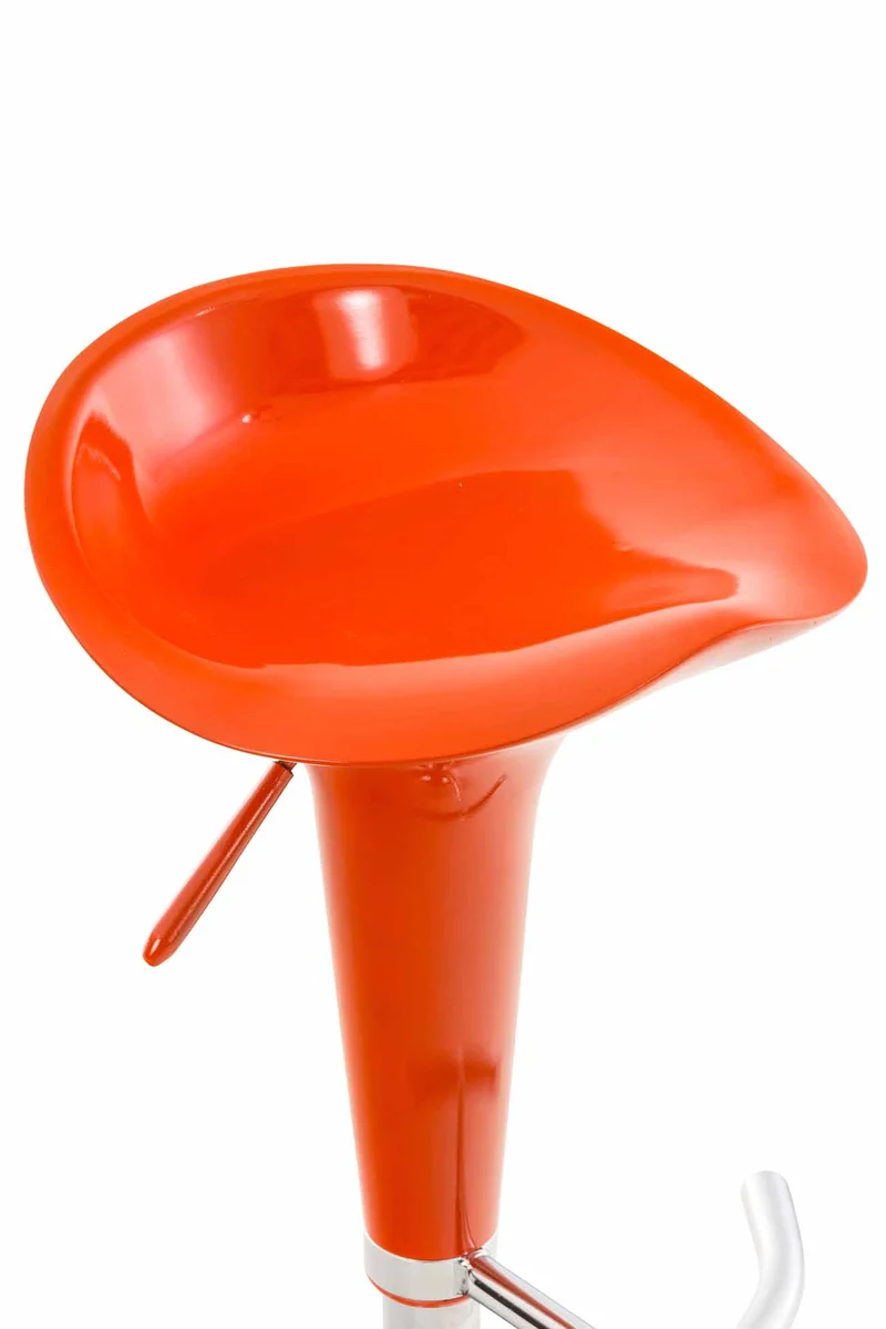 Tabouret de bar x1 avec repose-pieds assise pivotante en plastique orange et métal chromé 10_0005371