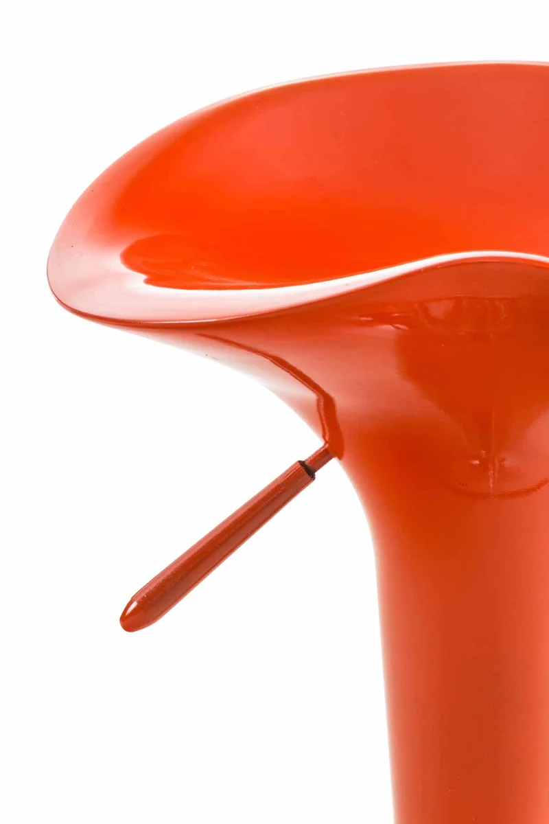 Tabouret de bar x1 avec repose-pieds assise pivotante en plastique orange et métal chromé 10_0005371