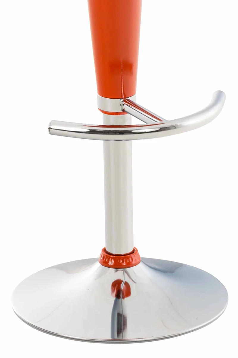 Tabouret de bar x1 avec repose-pieds assise pivotante en plastique orange et métal chromé 10_0005371