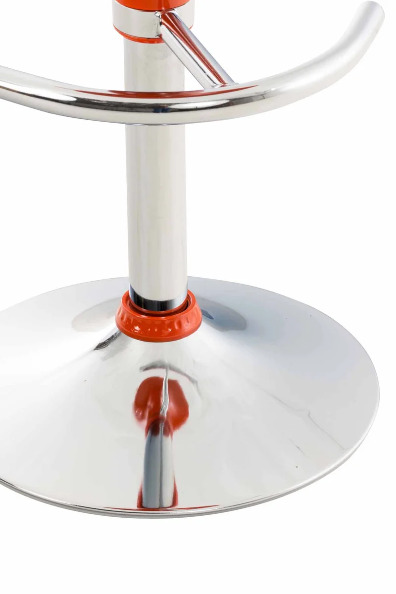 Tabouret de bar x1 avec repose-pieds assise pivotante en plastique orange et métal chromé 10_0005371
