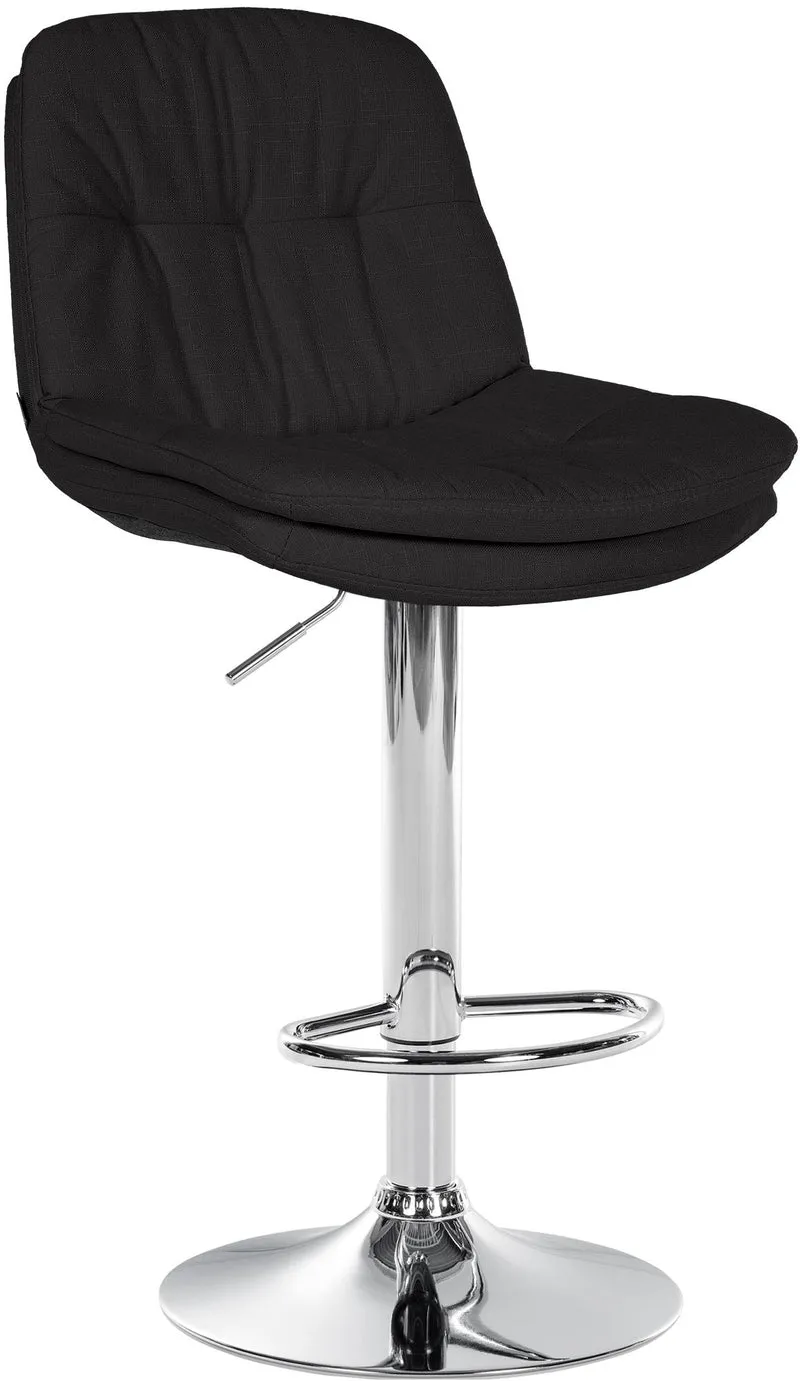 Tabouret chaise haute x1 pour cuisine et bar à assise moelleuse en tissu noir cadre en métal chromé 10_0005984