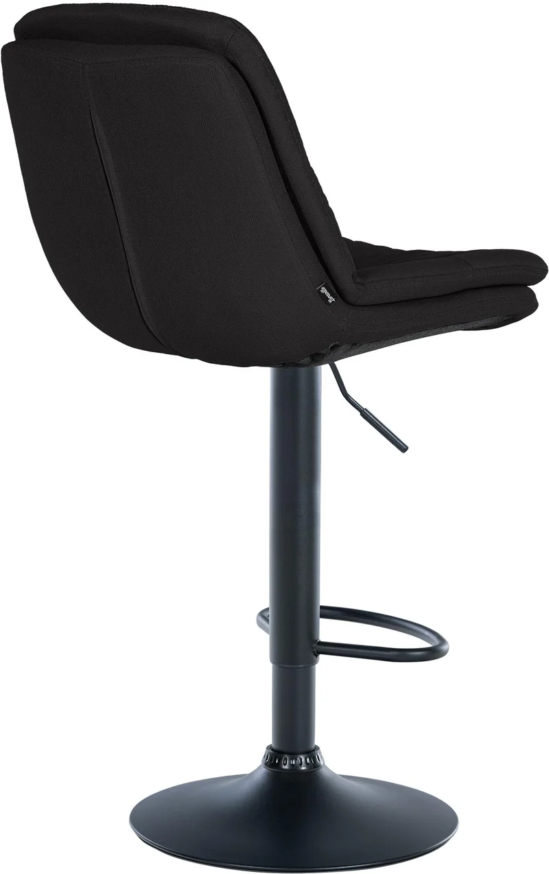 Tabouret chaise haute x1 pour cuisine et bar à assise moelleuse en tissu noir cadre en métal noir 10_0005983