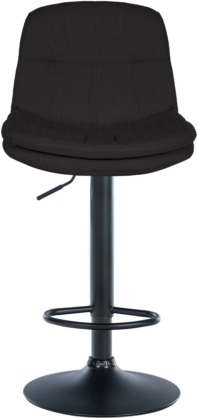 Tabouret chaise haute x1 pour cuisine et bar à assise moelleuse en tissu noir cadre en métal noir 10_0005983