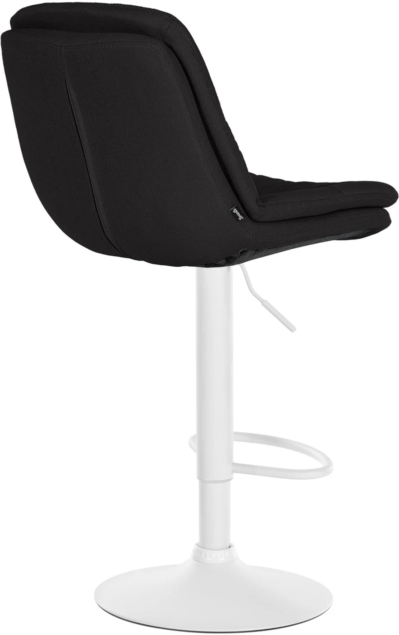 Tabouret chaise haute x1 pour cuisine et bar à assise moelleuse en tissu noir cadre en métal blanc 10_0005982