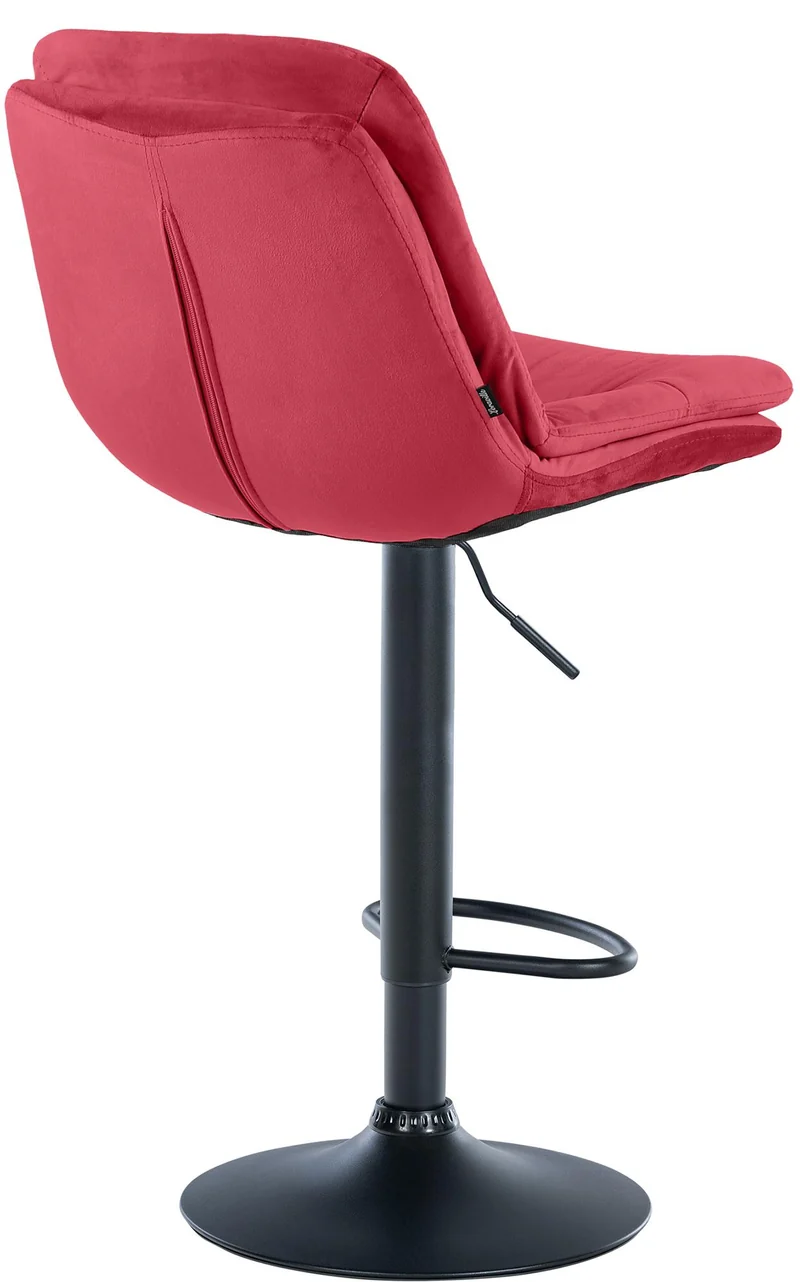 Tabouret chaise haute x1 pour cuisine et bar à assise moelleuse en velours rouge cadre en métal noir 10_0005920