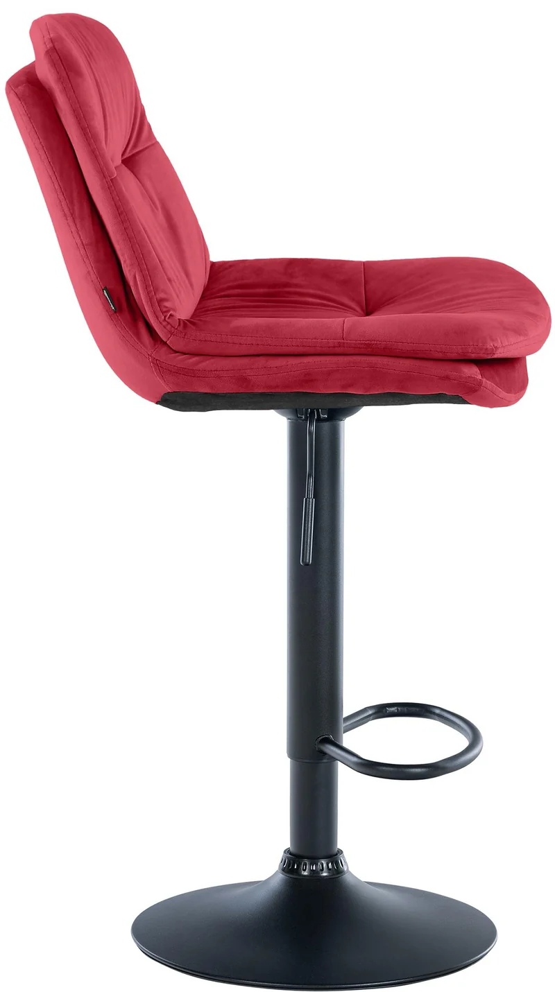Tabouret chaise haute x1 pour cuisine et bar à assise moelleuse en velours rouge cadre en métal noir 10_0005920