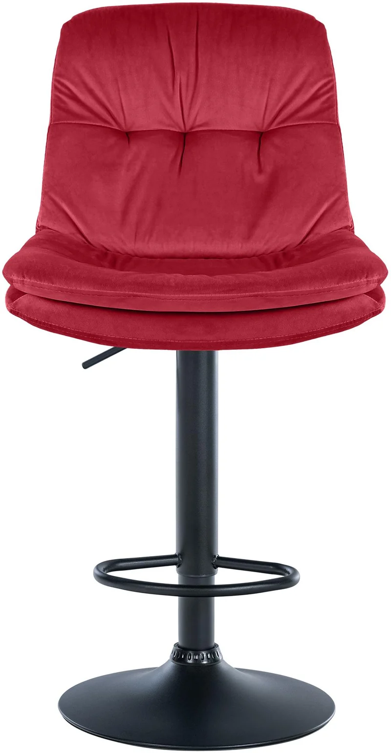 Tabouret chaise haute x1 pour cuisine et bar à assise moelleuse en velours rouge cadre en métal noir 10_0005920
