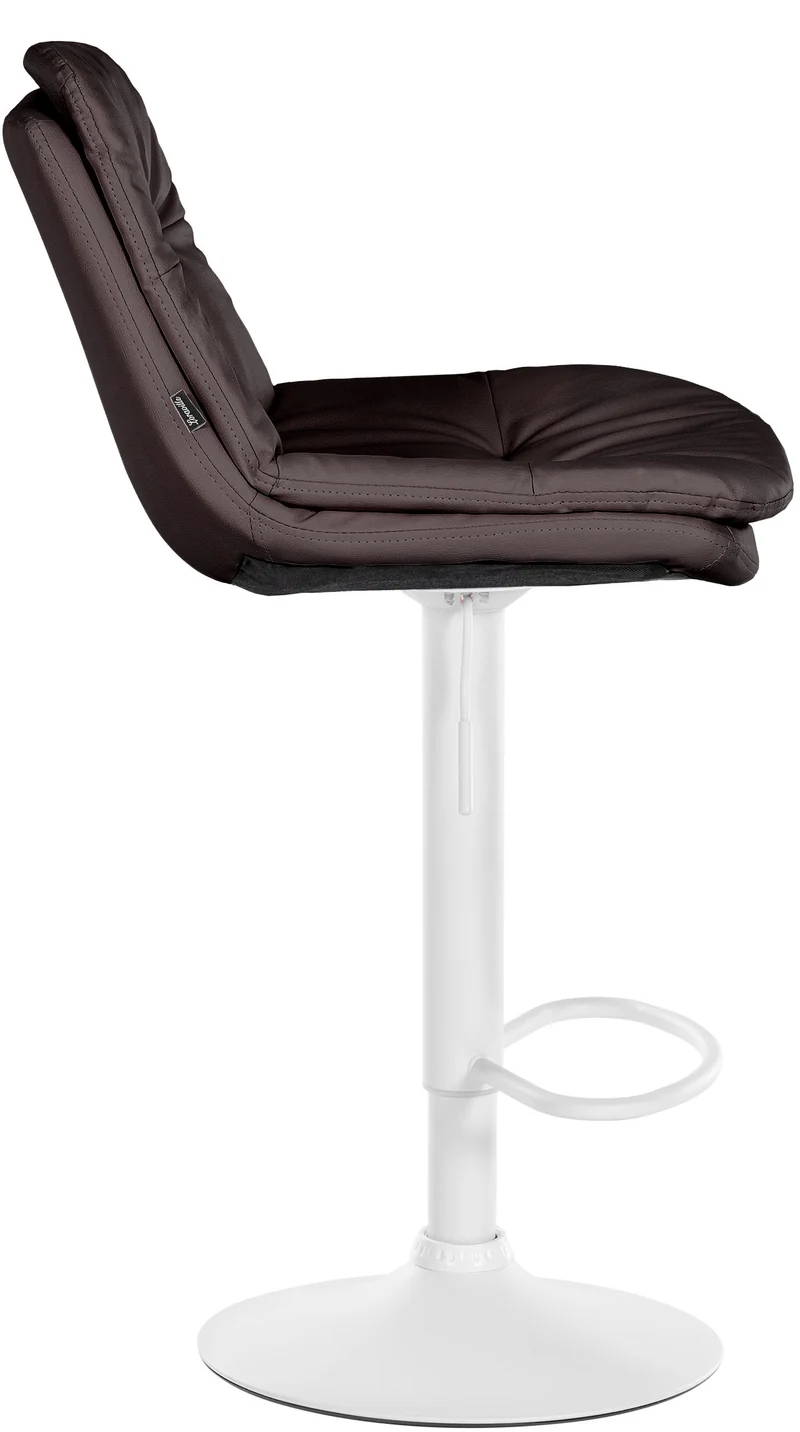 Tabouret chaise haute x1 pour cuisine et bar à assise moelleuse en similicuir marron foncé cadre en métal blanc 10_0005906