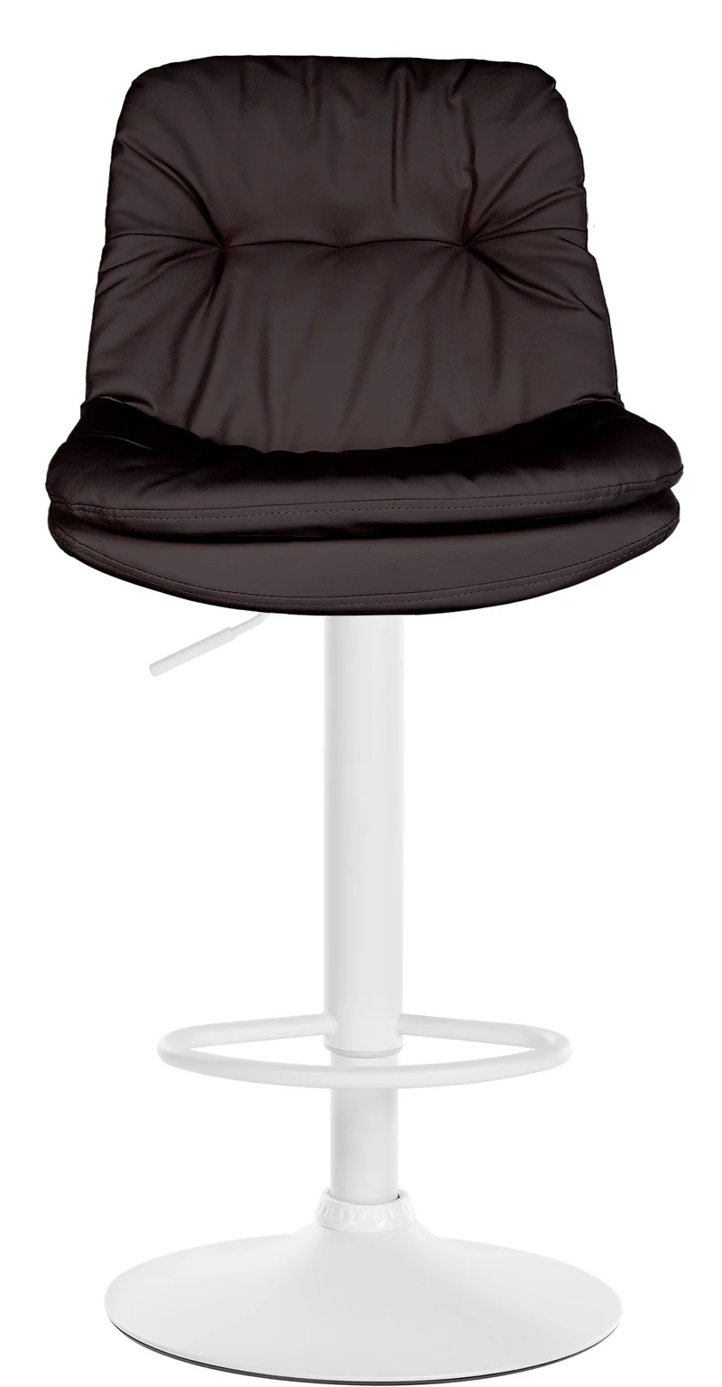 Tabouret chaise haute x1 pour cuisine et bar à assise moelleuse en similicuir marron foncé cadre en métal blanc 10_0005906